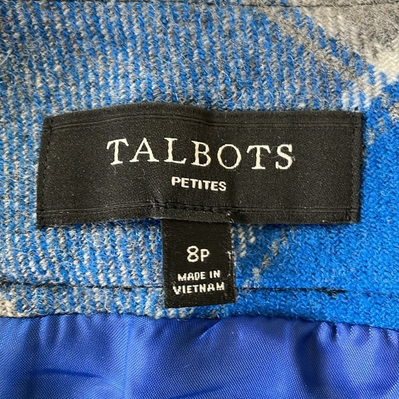 TALBOTS Petites skirt size 8P blue grey plaid short wool blend - Picture 4 of 5